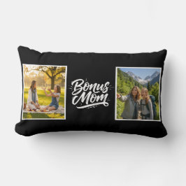 Almofada Lombar Bonus Mom Brush Script Two Photo Black and White