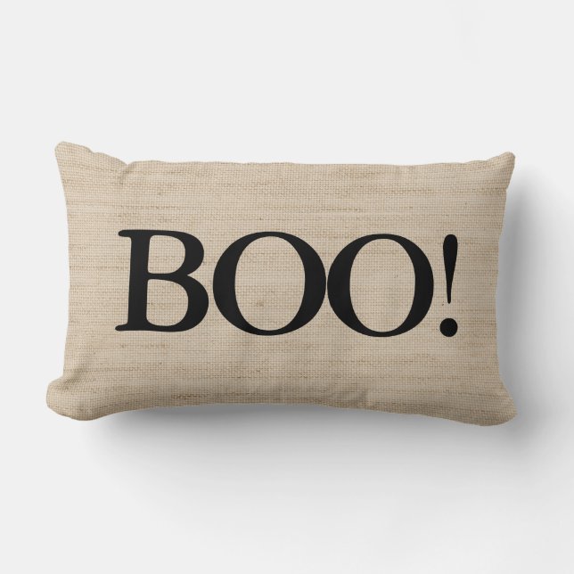 Almofada Lombar BOO no Travesseiro Burlap Halloween (Frente)
