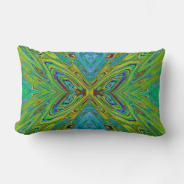 Almofada Lombar Borboleta Abstrata Chartreuse e Azul Trippy