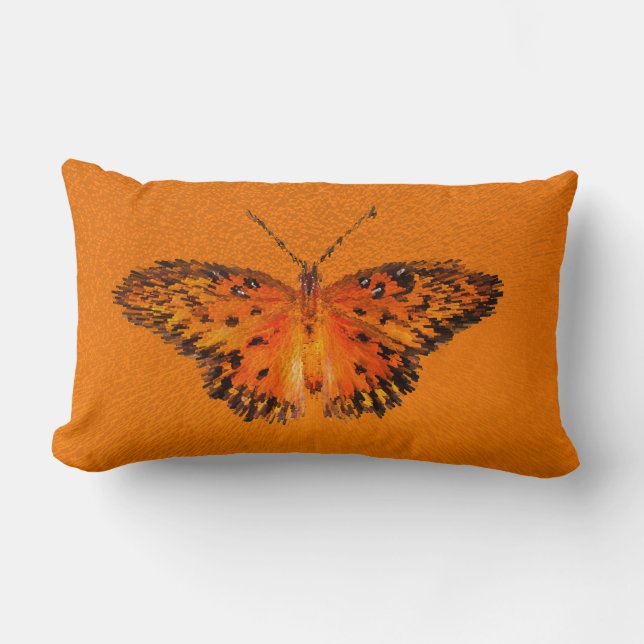 Almofada Lombar Borboleta de paixão belas asas em laranja (Frente)