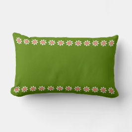 Almofada Lombar Borda Mínima da Flor Retroativa Avocado Verde