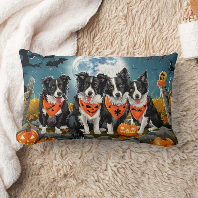 Almofada Lombar Border Collie Halloween Spooky (Cobertor)
