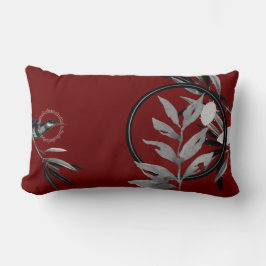Almofada Lombar Borgonha e Cinza - Folhas Artísticas De Cores