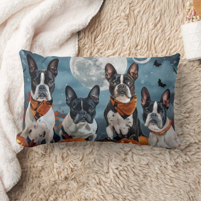 Almofada Lombar Boston Terrier Halloween Assustador (Cobertor)