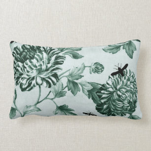 Almofada Lombar Botânico verde & insetos do vintage II Toile