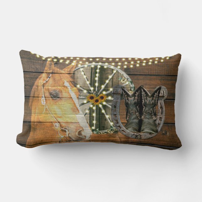 Almofada Lombar Botas de vaqueiro de ferradura de cavalo ocidental (Frente)