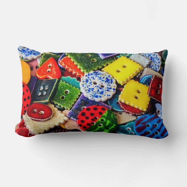 Almofada Lombar Botões decorativos coloridos (Frente)