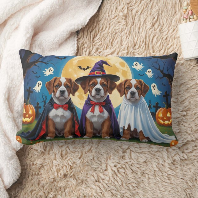 Almofada Lombar Bouviers Des Flandres Cães Pumpkin Halloween Engra (Cobertor)