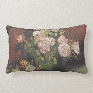 Almofada Lombar Bowl com Peonies e Rosas de Vincent van Gogh   