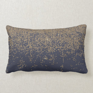 Almofada Lombar Brilho Sparkly Dourado Ombre dos azuis marinhos