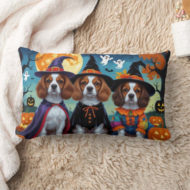 Almofada Lombar Brittany Spaniel Dogs Pumpkin Halloween Engraçado (Cobertor)