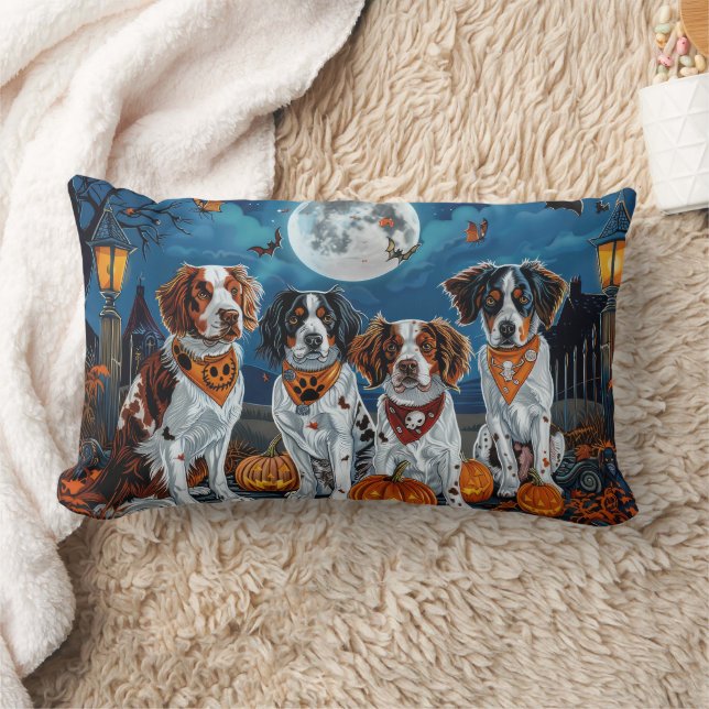 Almofada Lombar Brittany Spaniel Halloween Assustador (Cobertor)