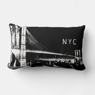 Almofada Lombar Brooklyn Bridge Design NYC Preto e branco