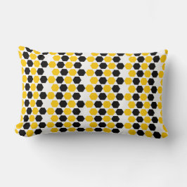 Almofada Lombar Bumble Preto Amarelo Geométrico Hexagrama Hex Padr