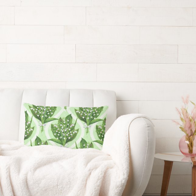 Almofada Lombar Buquê de lilly das flores do vale em verde (Sofá)