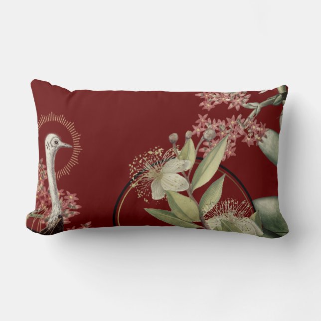 Almofada Lombar Burgundy Elegant Floral Design (Frente)