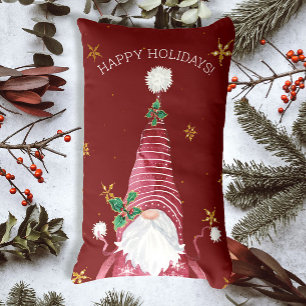 Almofada Lombar Burgundy Red Natal Gnomo Watercolor Star