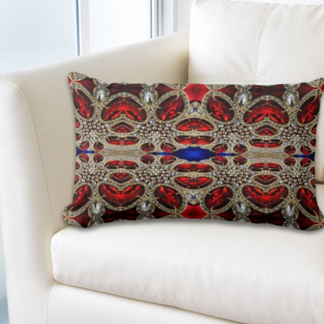 Almofada Lombar burgundy vermelha elegante e sofisticada de ouro r (elegant sophisticated gold ruby red burgundy lumbar pillow)