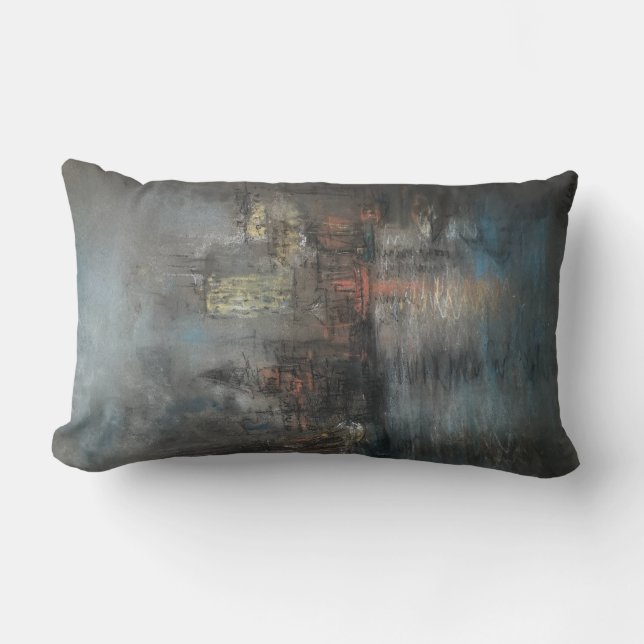 Almofada Lombar Busy Harbour (por Glenn Cooper Henshaw) (Frente)