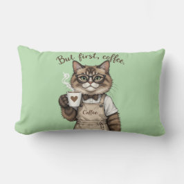 Almofada Lombar But First, Coffee Cat