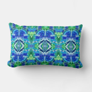 Almofada Lombar Butterfly e Medallion Batik Padrões em Azul