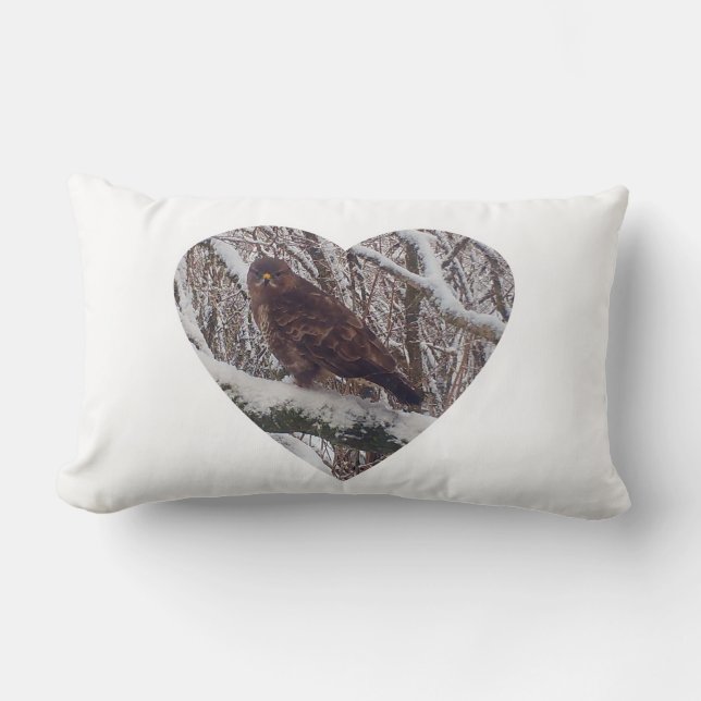 Almofada Lombar Buzzard Reversível no Ramal de Snowy no Coração (Frente)
