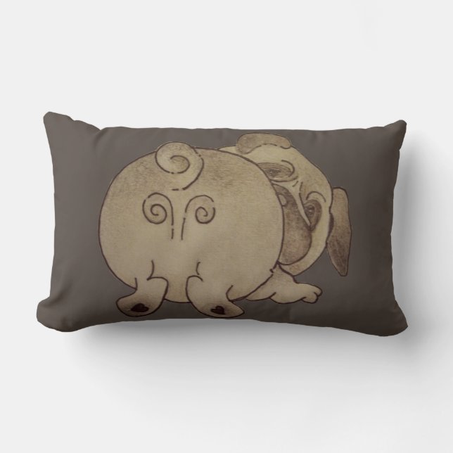 Almofada Lombar cachorrinho bonito brincar de cachorro castanho (Frente)