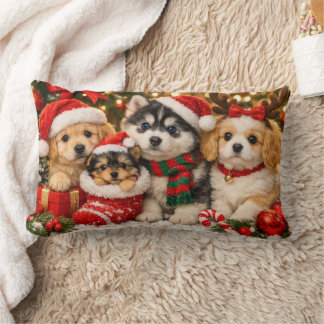 Almofada Lombar Cachorrinhos de Natal