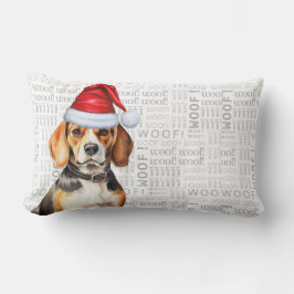 Almofada Lombar Cachorro beagle de Natal em um chapéu de inverno