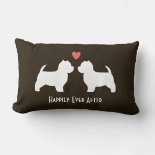 Almofada Lombar Cachorro Ocidental Silhuettes com Coração e Texto