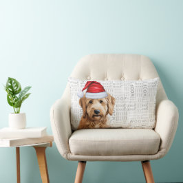 Almofada Lombar Cachorro Passa Natal Goldendoododle em um chapéu