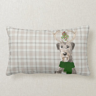 Almofada Lombar Cachorro Passa Natal Wolfhound Irlandês e Xadrez