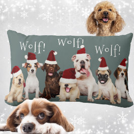 Almofada Lombar Cachorros bonitos com chapéus de Natal