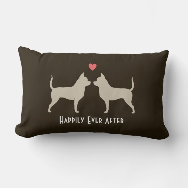 Almofada Lombar Cachorros Chihuahua Casamento com Texto (Frente)