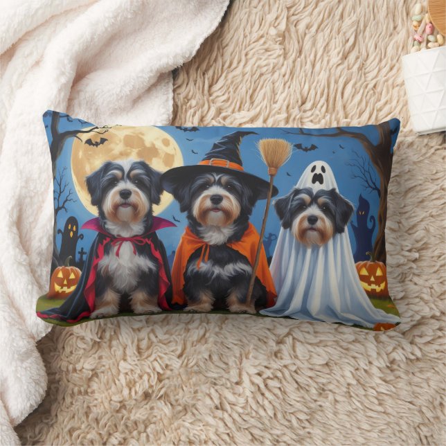 Almofada Lombar Cachorros Havaneses Pumpkin Halloween Engraçado (Cobertor)