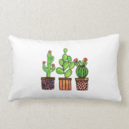 Almofada Lombar Cacto bonito da aguarela em uns potes