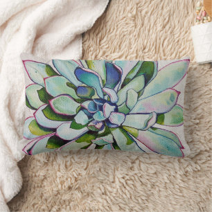 Almofada Lombar Cactus bordou Quinacridone Magenta pintura a óleo