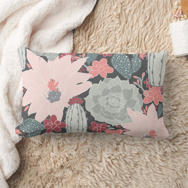 Almofada Lombar Cactus E Plantas Suculentes Em Pintas - Padrão Ver (Cobertor)