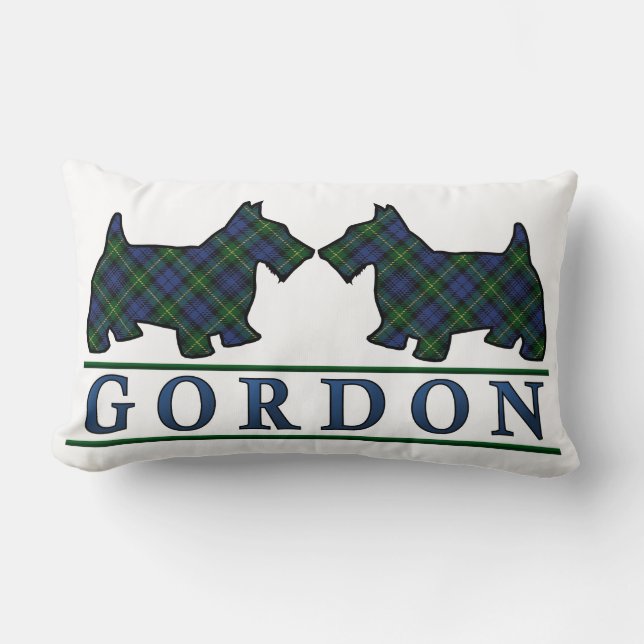 Almofada Lombar Cães escoceses do Scottie do Tartan de Gordon do (Frente)