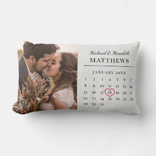 Almofada Lombar Calendário de Casamento Branco Contemporâneo Novas