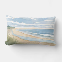 Almofada Lombar Caminhada na Praia | Aquarela Oceano Costeiro