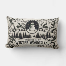Almofada Lombar Caminhando em uma Wonderland de inverno Snowman