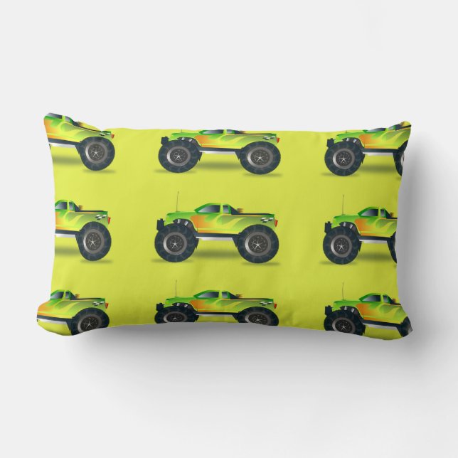 Almofada Lombar Caminhão monstro no verde limão (Frente)