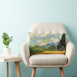 Almofada Lombar Campo de trigo com ciprestes de Van Gogh em Haute