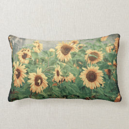 Almofada Lombar Campo Textured do Grunge de girassóis amarelos