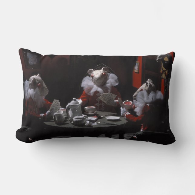 Almofada Lombar Camundongos Brancos de Corda Vermelha e Chá (Frente)