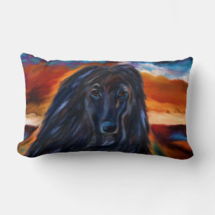Almofada Lombar Cão Afegão Preto