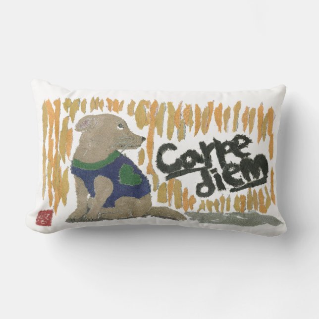 Almofada Lombar Cão, Carpe Diem, frase Latin (Frente)