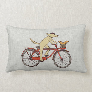 Almofada Lombar Cão do ciclismo com amigo do esquilo - arte do