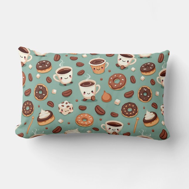 Almofada Lombar Caracteres de café em forma de café (Frente)